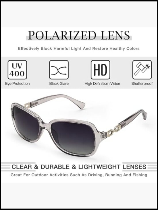 Polarized Sunglasses with UV400 Protection for Women Wraparound Square Shades main image 7